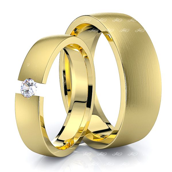 0.10 Carat Fashionable 7mm His and 5mm Hers Diamond Wedding Ring Set