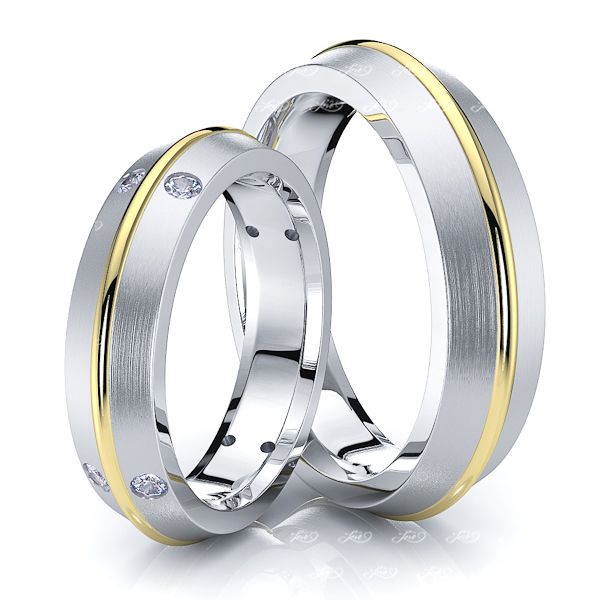 0.16 Carat 5mm Fancy Knife Edge His and Hers Diamond Wedding Band Set