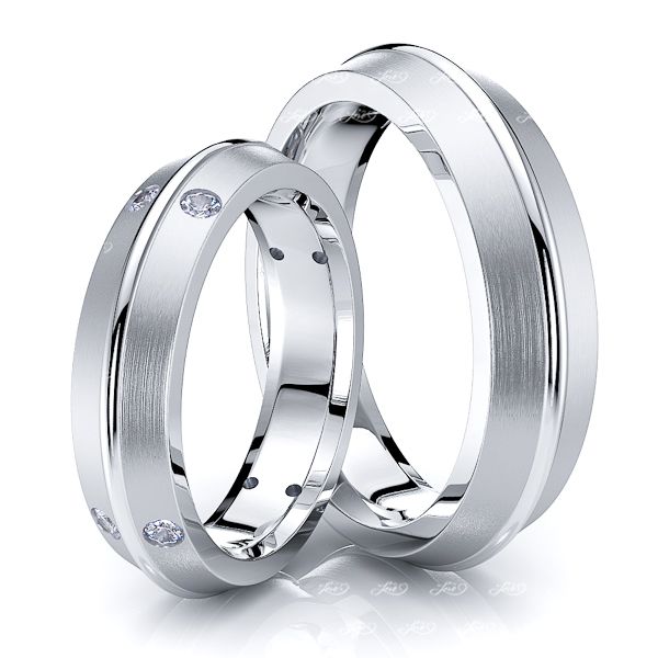 0.16 Carat 5mm Fancy Knife Edge His and Hers Diamond Wedding Band Set