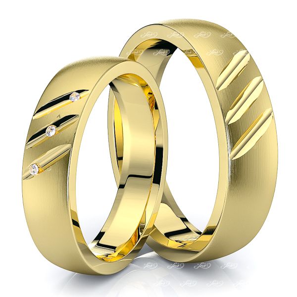 0.05 Carat 5mm Basic Matching His and Hers Diamond Wedding Ring Set