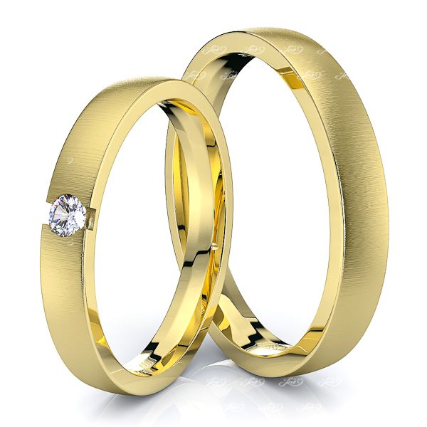 0.05 Carat 3mm Simple Elegant His and Hers Diamond Wedding Band Set