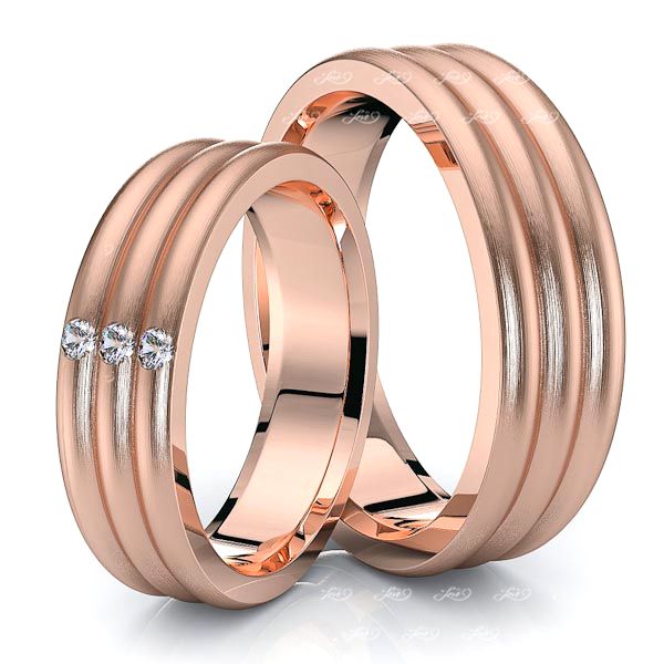 0.09 Carat 6mm Triple Convex His and Hers Diamond Wedding Ring Set