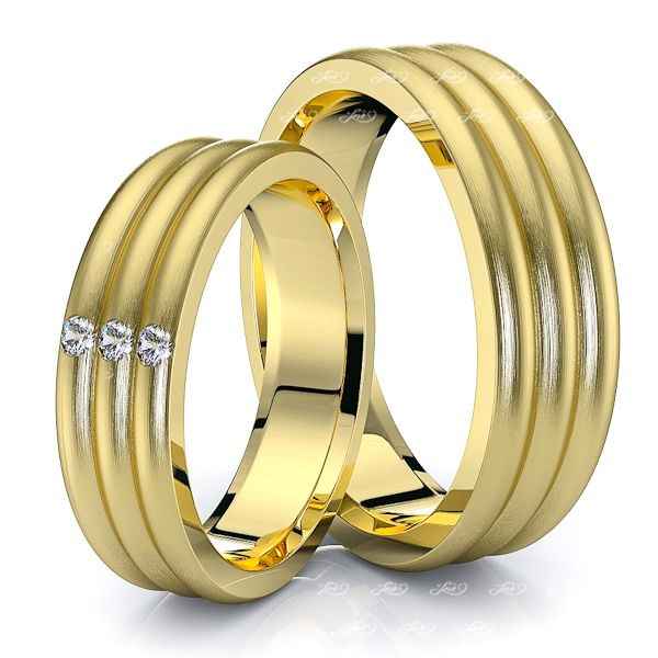 0.09 Carat 6mm Triple Convex His and Hers Diamond Wedding Ring Set