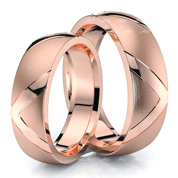 6mm V Design Matching His and Hers Wedding Band Set