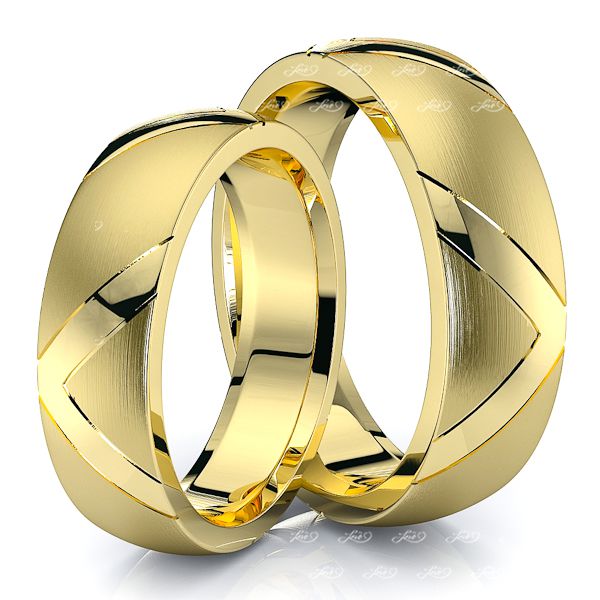 6mm V Design Matching His and Hers Wedding Band Set