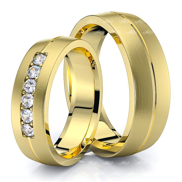 0.30 Carat Single Rail 6mm His and Hers Diamond Wedding Band Set