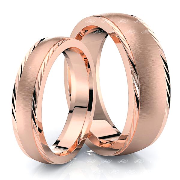 Diagonal Cut Edge Matching 7mm His and 5mm Hers Wedding Ring Set