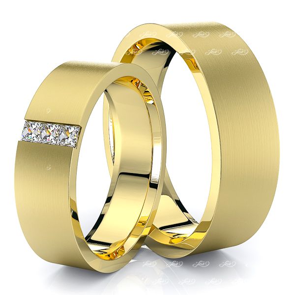0.15 Carat Princess Cut Flat 6mm His and Hers Diamond Wedding Band