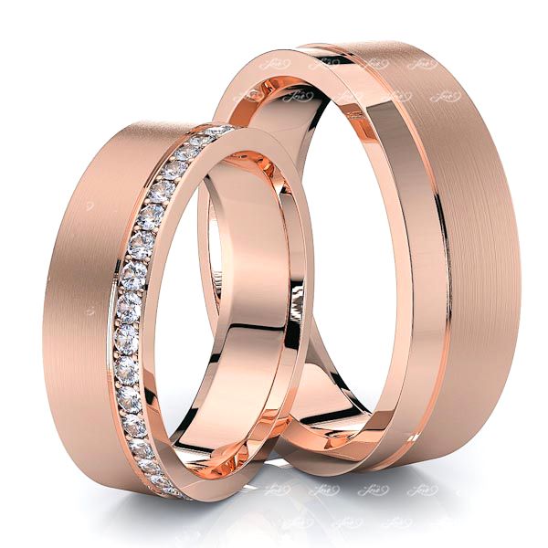0.30 Carat 6mm Single Step His and Hers Diamond Wedding Band Set