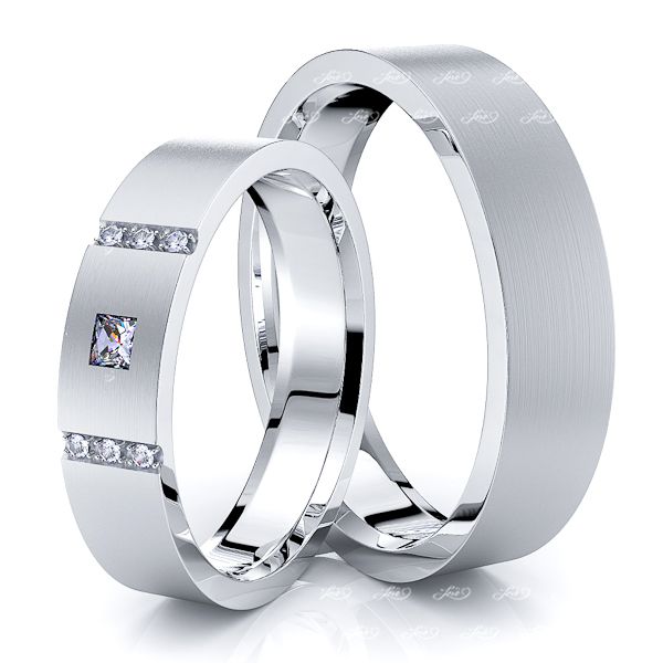 0.11 Carat 5mm Sleek Basic His and Hers Diamond Wedding Band Set