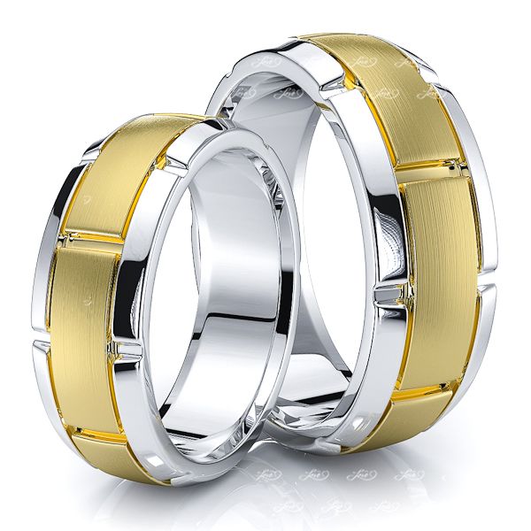 7mm Designer Matching His and Hers Wedding Ring Set
