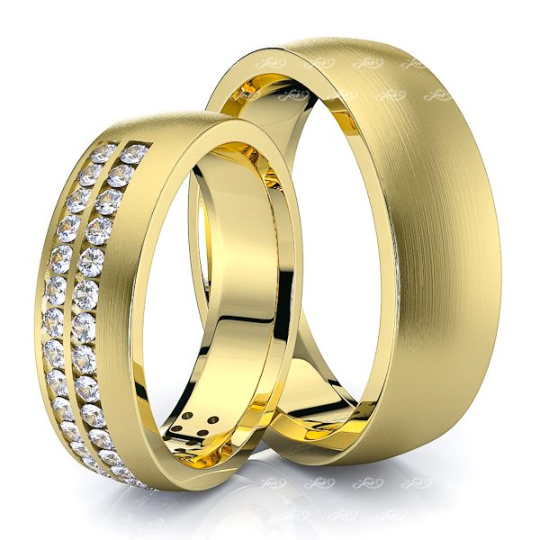 0.60 Carat 6mm Designer Modern His and Hers Diamond Wedding Band Set