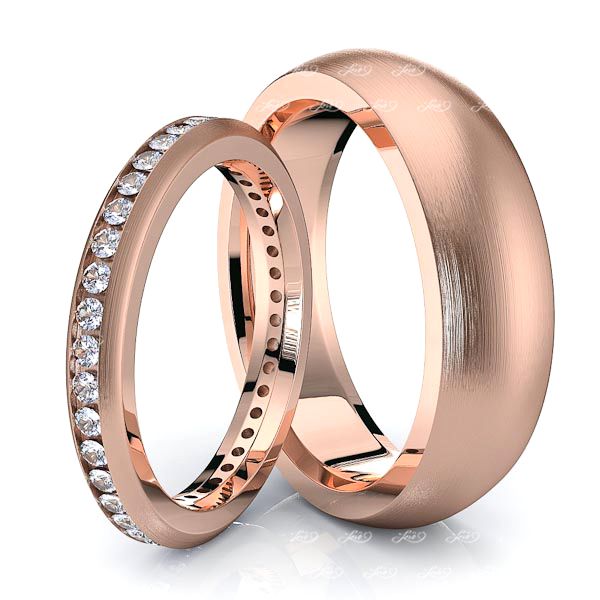 0.60 Carat Eternity 6mm His and 3mm Hers Diamond Wedding Band Set