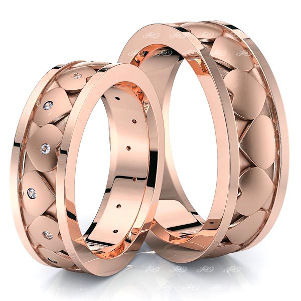 0.24 Carat 6mm Heart Design His and Hers Diamond Wedding Band Set