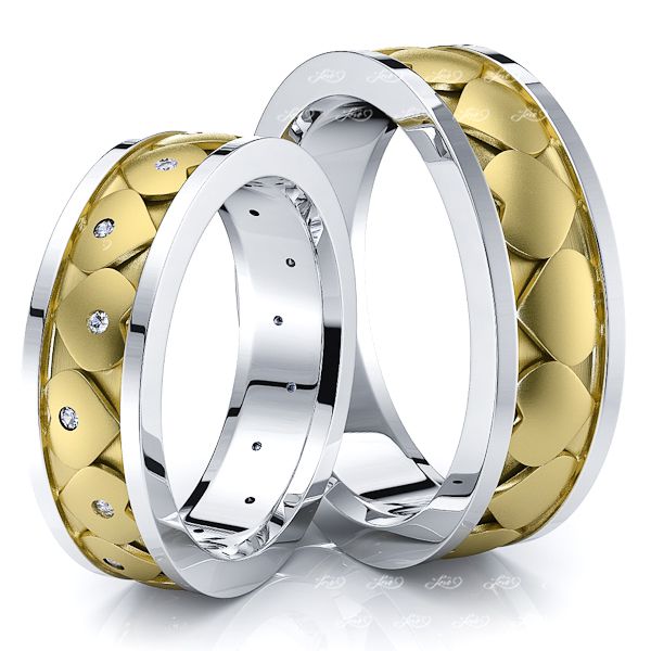 0.24 Carat 6mm Heart Design His and Hers Diamond Wedding Band Set