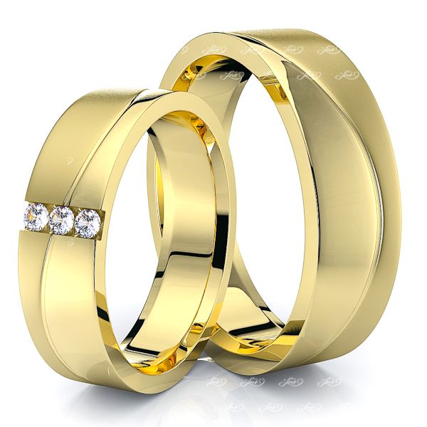 0.09 Carat Wave Design 6mm His and Hers Diamond Wedding Band Set