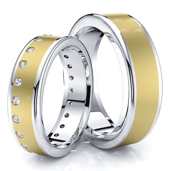 0.33 Carat Designer Matching 6mm His and Hers Diamond Wedding Ring Set