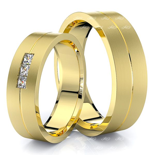 0.15 Carat Single Rail 6mm His and Hers Diamond Wedding Band Set