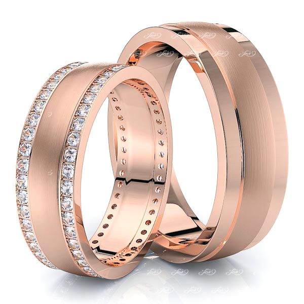 1.35 Carat Designer Classic 6mm His and Hers Diamond Wedding Ring Set