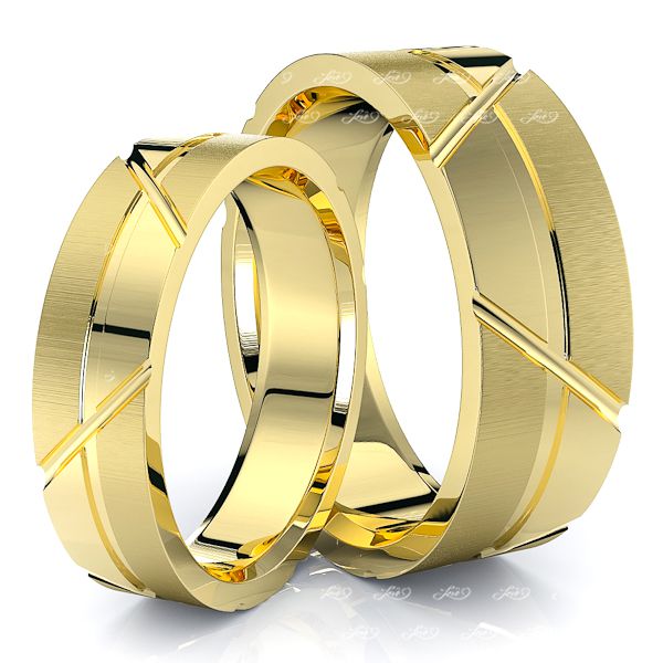 Unique Contemporary 7mm His and 5mm Hers Wedding Band Set
