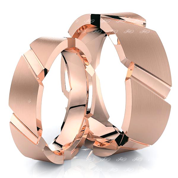 Sleek Modern Matching 7mm His and 5mm Hers Wedding Band Set