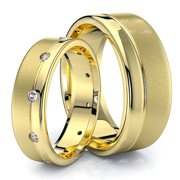 0.20 Carat Stylish 7mm His and 5mm Hers Diamond Wedding Ring Set
