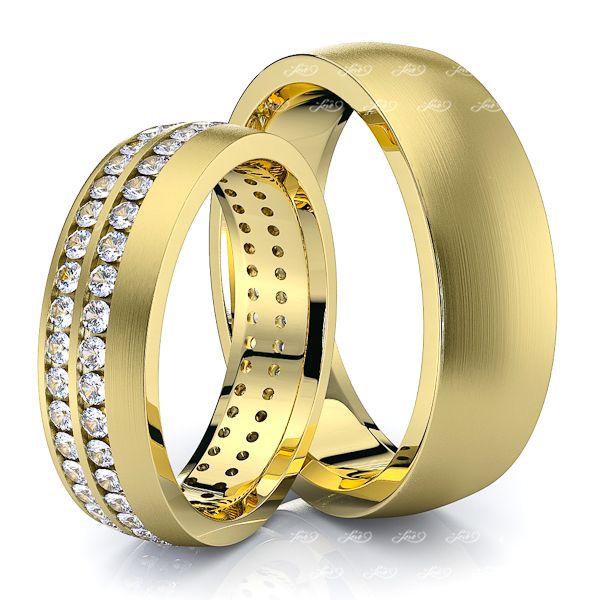 1.20 Carat 6mm Designer Modern His and Hers Diamond Wedding Band Set