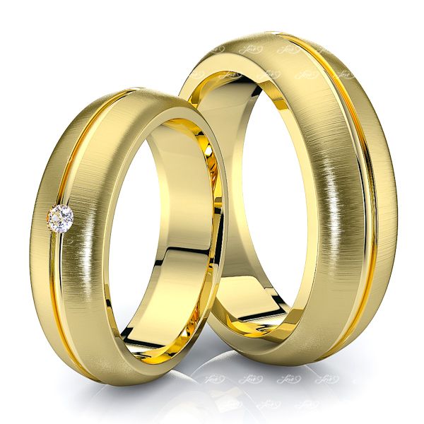 0.05 Carat Statement Piece 6mm His and Hers Diamond Wedding Ring Set