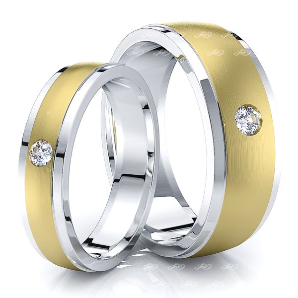 0.11 Carat Attractive 7mm His and 5mm Hers Diamond Wedding Ring Set