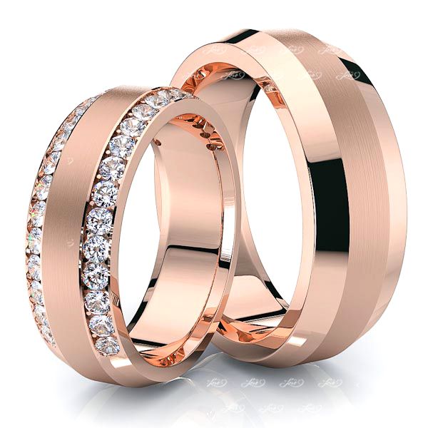 0.72 Carat Designer Elegant 7mm His and Hers Diamond Wedding Band Set