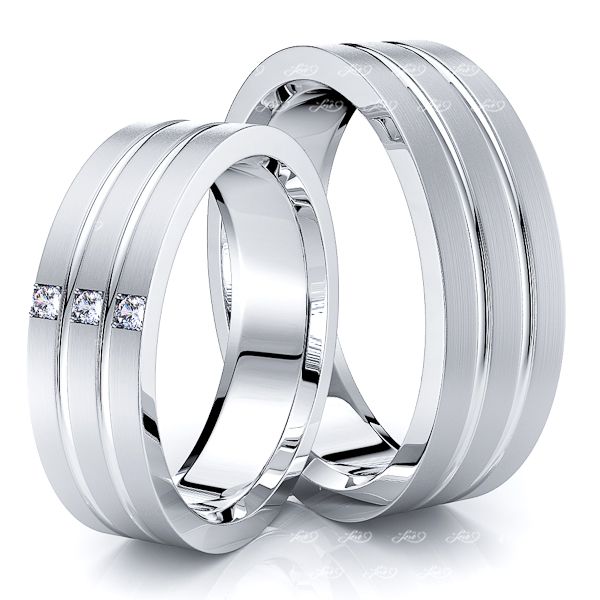 0.05 Carat Popular Classic 6mm His and Hers Diamond Wedding Band Set