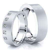 0.25 Carat Five Stone 6mm His and Hers Diamond Wedding Band Set