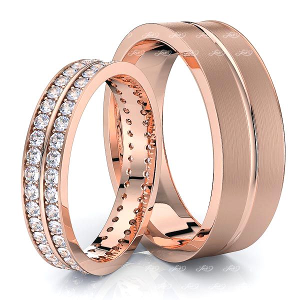 1.20 Carat Basic Carved 6mm His and  4mm Hers Diamond Wedding Band Set