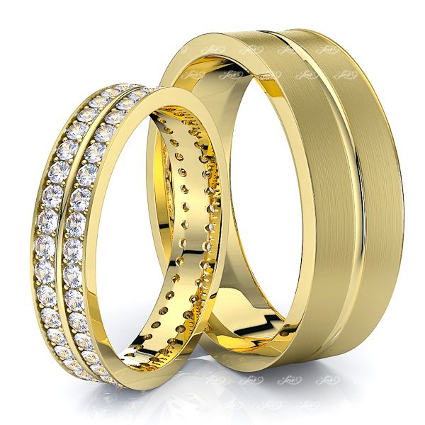 1.20 Carat Basic Carved 6mm His and  4mm Hers Diamond Wedding Band Set