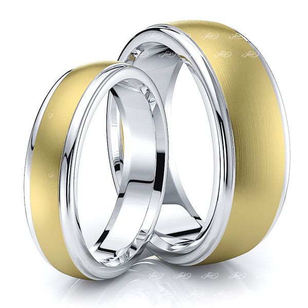 Stylish Classic Matching 7mm His and 5mm Hers Wedding Band Set