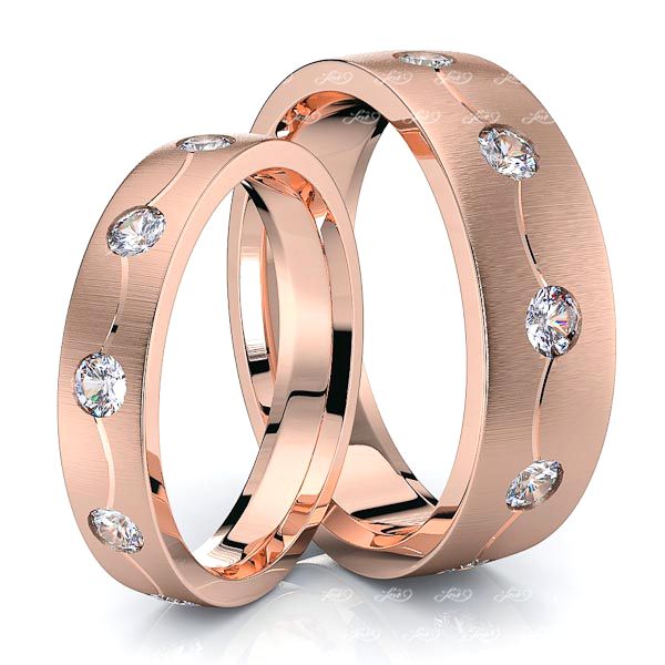 0.50 Carat Modern 6mm His and 4mm Hers Diamond Wedding Ring Set