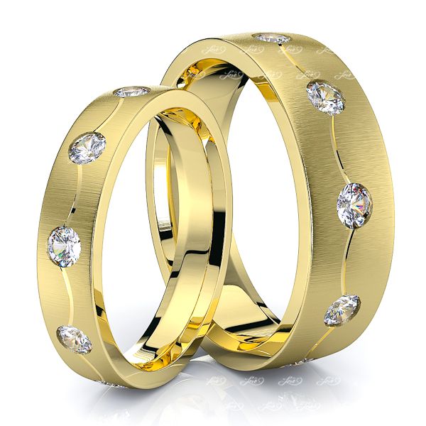 0.50 Carat Modern 6mm His and 4mm Hers Diamond Wedding Ring Set