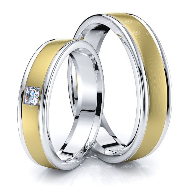 0.10 Carat Stylish Classic 5mm His and Hers Diamond Wedding Band Set