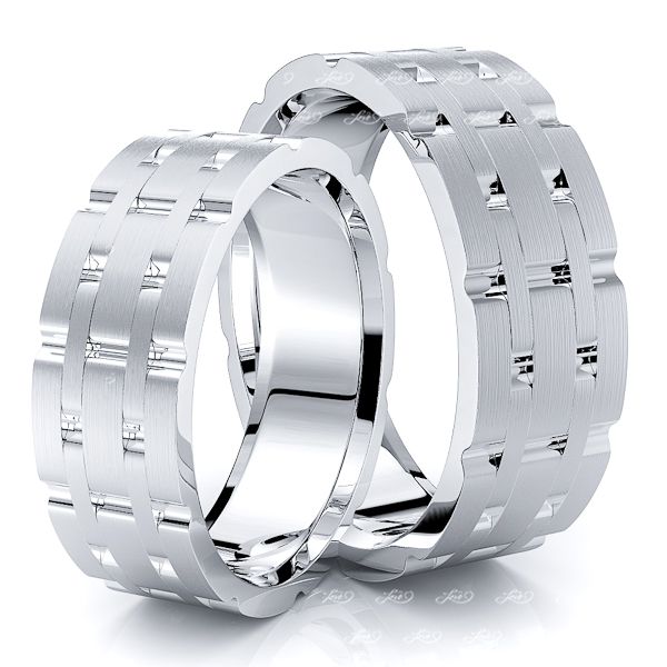 Fancy Matching 7mm His and Hers Wedding Band Set