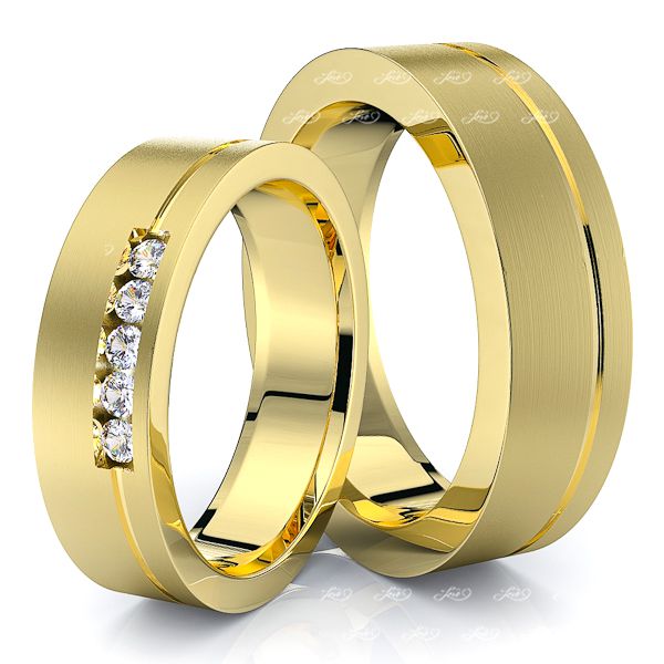 0.10 Carat Basic Designer 6mm His and Hers Diamond Wedding Ring Set