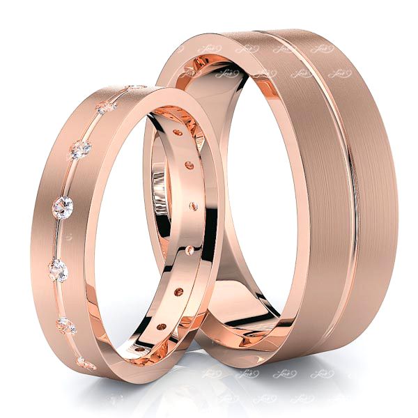 0.24 Carat Fashionable 6mm His and 4mm Hers Diamond Wedding Band Set