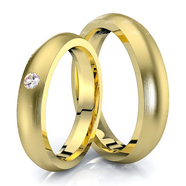 0.05 Carat Elegant Basic 4mm His and Hers Diamond Wedding Ring Set