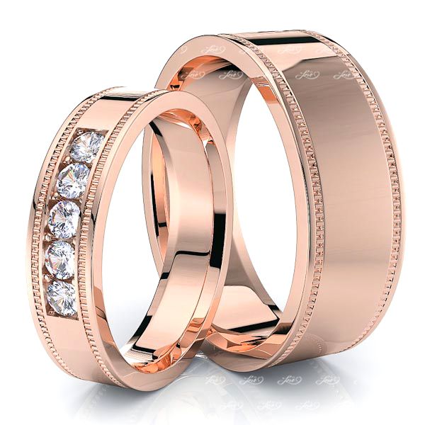 0.25 Carat Popular Classic 7mm His and 5mm Hers Diamond Wedding Band Set