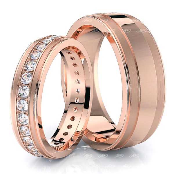 0.99 Carat Bestseller Fancy 7mm His and 5mm Hers Diamond Wedding Ring Set