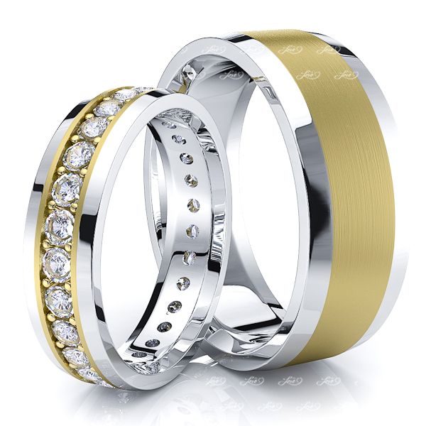 1.00 Carat Stylish 7mm His and 5mm Hers Diamond Wedding Band Set