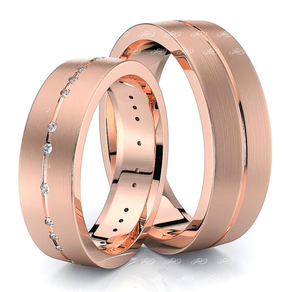 0.18 Carat Designer Simple 6mm His and Hers Diamond Wedding Band Set