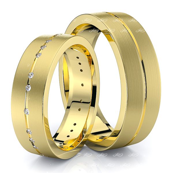 0.18 Carat Designer Simple 6mm His and Hers Diamond Wedding Band Set