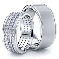1.80 Carat Trendsetting 8mm His and Hers Diamond Wedding Ring Set