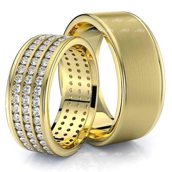 1.80 Carat Trendsetting 8mm His and Hers Diamond Wedding Ring Set
