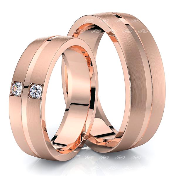 0.06 Carat Elegant Simple 6mm His and Hers Diamond Wedding Band Set
